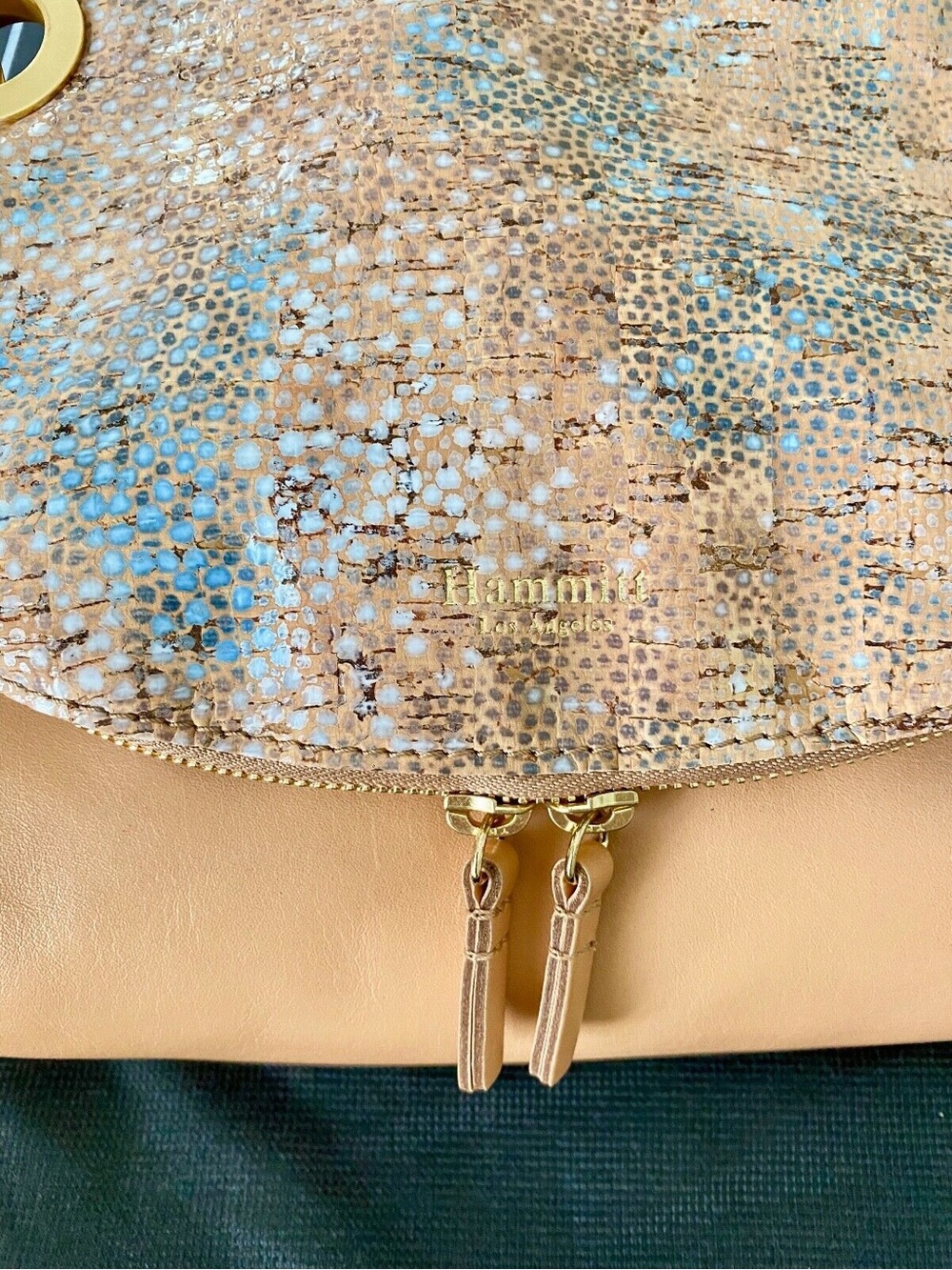Hammitt Corey Leather Reversible Crossbody Bag Coast Mirage Brushed Gold Rivets - Picture 3 of 12